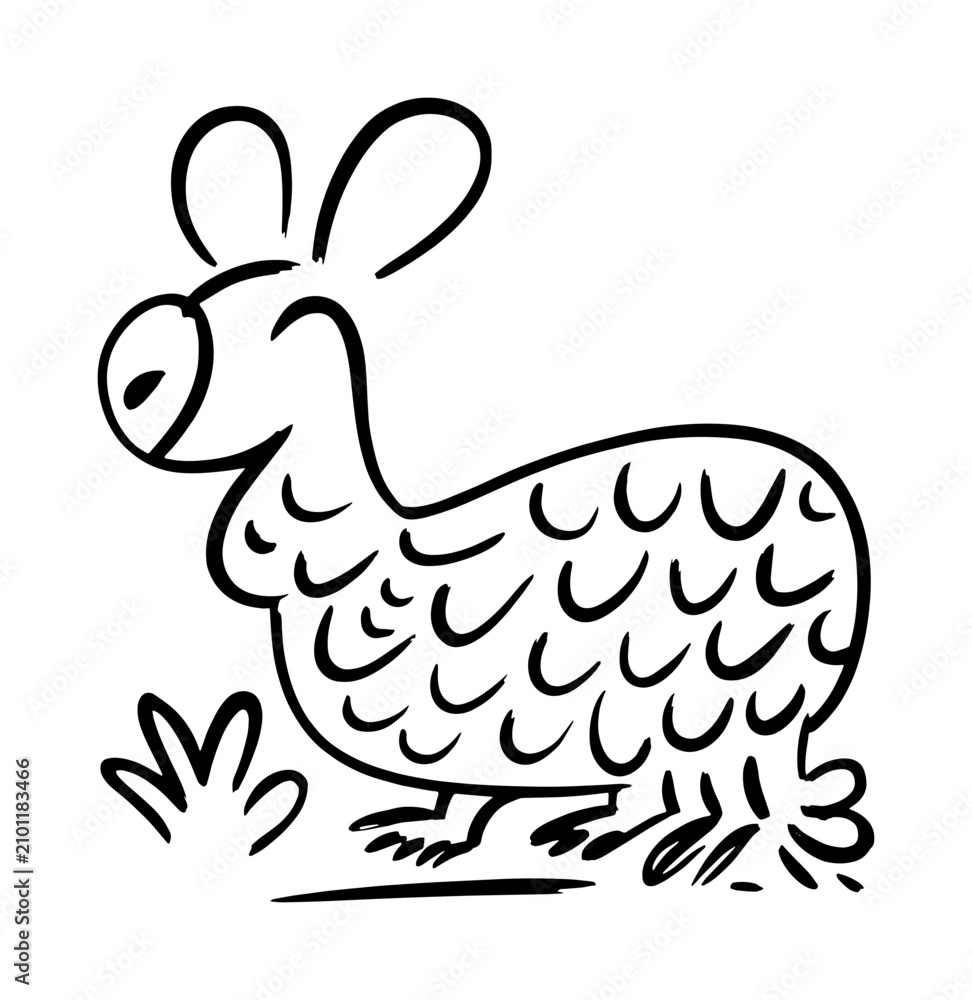 Fototapeta premium Whimsical Cartoon Llama Vector, Cute Hand-Drawn Alpaca Illustration, Playful South American Camelid Art, Simple Line Drawing for Kids and Branding
