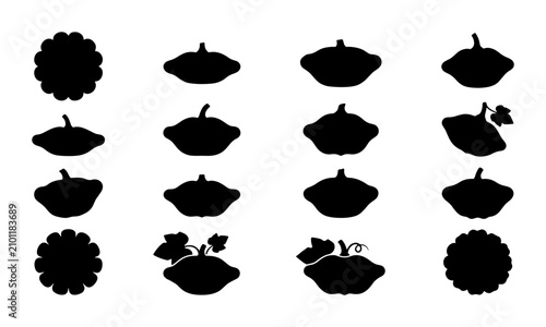 Billede på lærred Squash Silhouette Vector Icons, Autumn Harvest Vegetable Shapes, Seasonal Food G