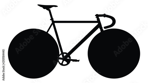 Bicycle icon vector black silhouette showing road racing bike