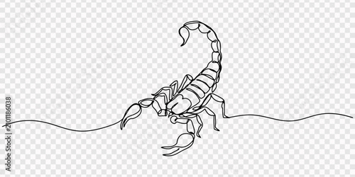 Quadro su tela scorpion one line drawing, sketch, isolated vector