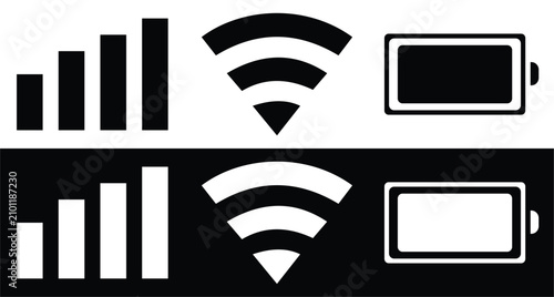 phone status bar signal wifi battery icon set vector 