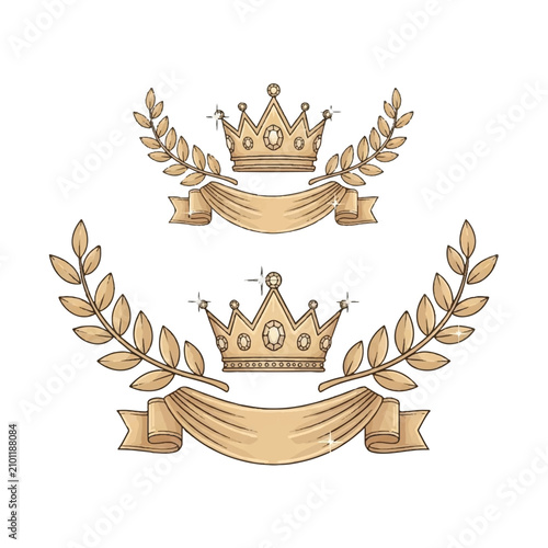 фотографія Golden crowns with laurel wreaths.
