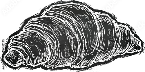 Foto Hand drawn engraving style illustration of a buttery French croissant