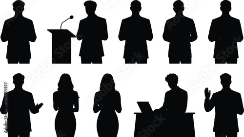 Konstfotografi Business Speaker and Presenter Silhouette Collection with Professional People Po