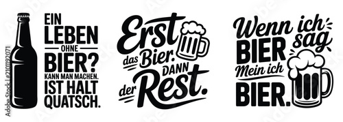 Bild auf Leinwand Beer Lover Quote Bundle, Hand Lettered German Typography Bottle Mug Humor, Germa
