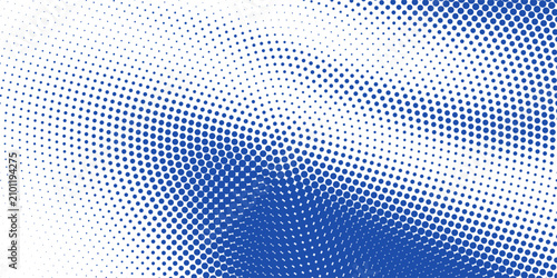 фотографія Abstract white background with a blue halftone dot wave