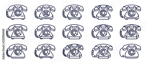 Canvastavla Retro Rotary Dial Telephone Pattern Line Art