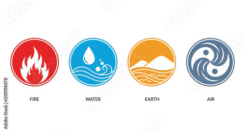 A set of four clean and minimalist vector graphic elements featuring thin lines and simple geometric shapes, isolated on a white background for UI/UX design and modern branding.