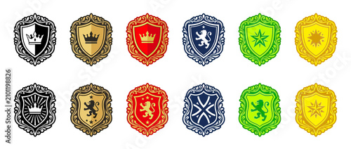 фотографія Collection of Ornate Heraldic Shield Emblems