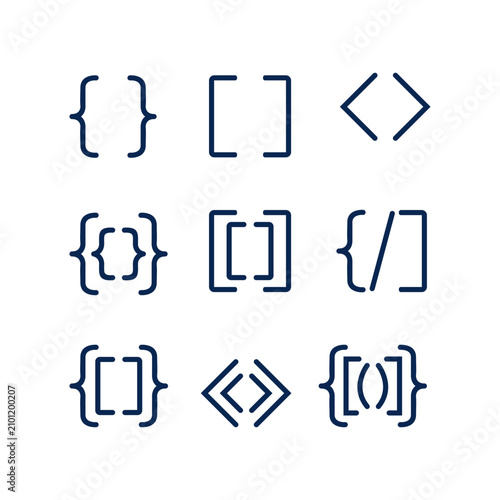 Foto Coding brackets and programming syntax linear symbols set