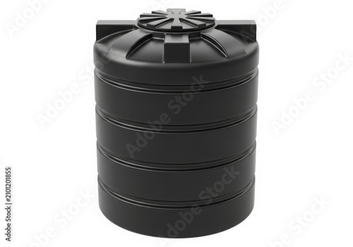 Black plastic water storage tank