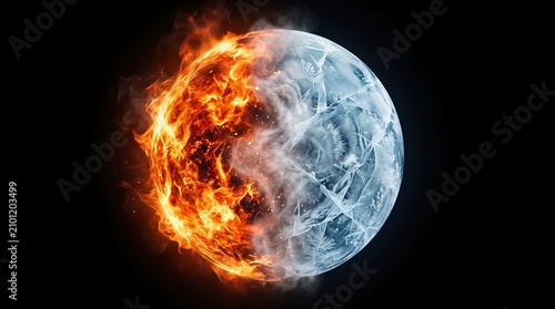 Fire and Ice Split Sphere Contrast Background