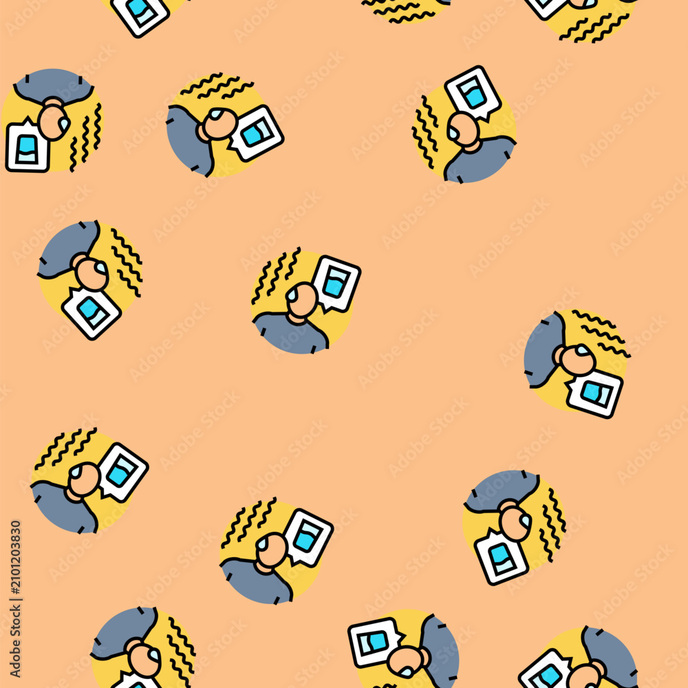 Fototapeta premium excessive thirst disease symptom vector seamless pattern excessive thirst disease symptom sign illustration