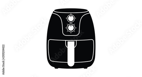 Air fryer appliance in black silhouette against a white background airfryer