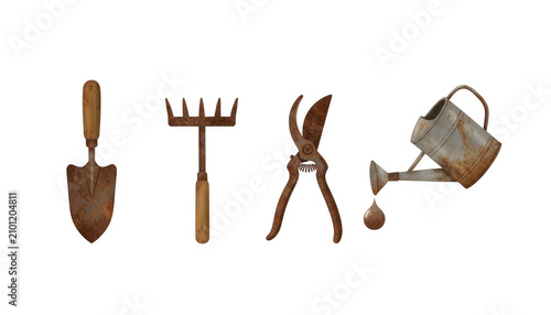 Set of Vintage Gardening Tools with Patina