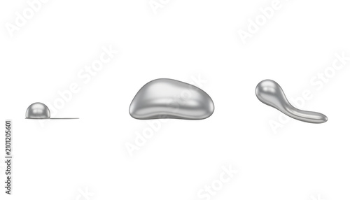 Three Blobs of Liquid Metal in Different Shapes