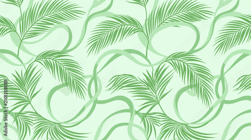 Fototapeta premium Seamless pattern of tropical leaves creates a soothing design