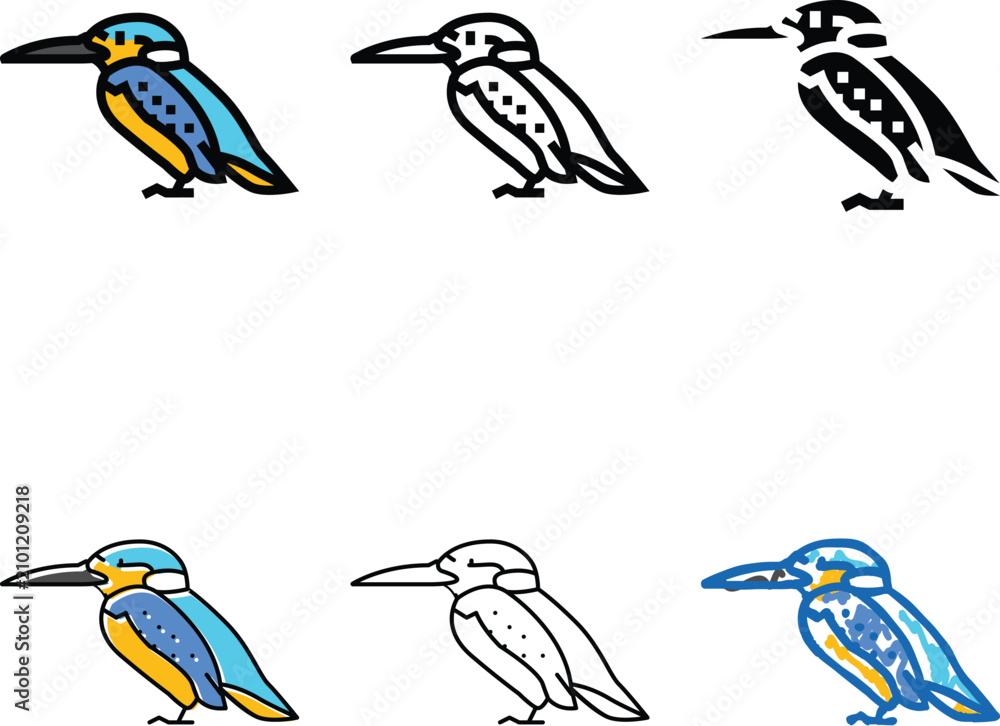 Fototapeta premium kingfisher bird exotic color designs icon vector. kingfisher bird exotic sign. isolated symbol