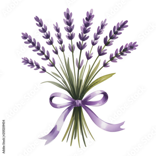 A beautiful bouquet of lavender flowers tied with a purple ribbon