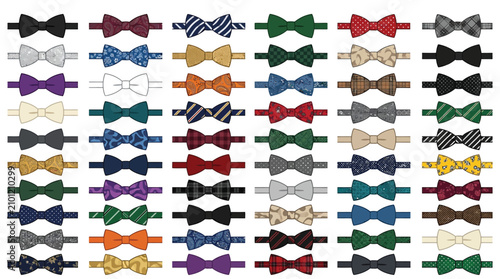 Cuadro en lienzo A large collection of assorted bow ties in various colors, patterns, and styles, neatly arranged in rows