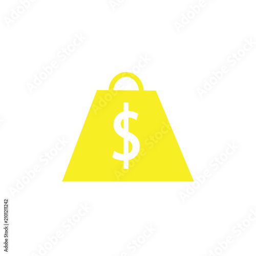Photos Dollar Weight Vector Illustration Minimalist Yellow Heavy Scale Silhouette Icon