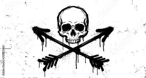 Graffiti Style Skull with Crossed Arrows on Grunge Background