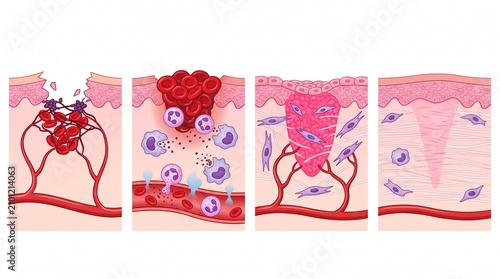 Stages of skin wound healing process
