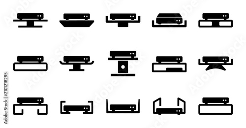 Принти на полотні Set of 15 Black Silhouette Icons for Media Players, Set-Top Boxes, and AV Receiv