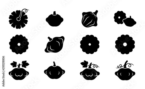 Canvastavla Scallop Squash Vector Icons, Pattypan Squash Silhouettes, Summer Squash Graphics