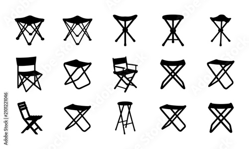 Bild auf Leinwand Portable Folding Stools and Chairs, Minimalist Line Art Collection, Lightweight