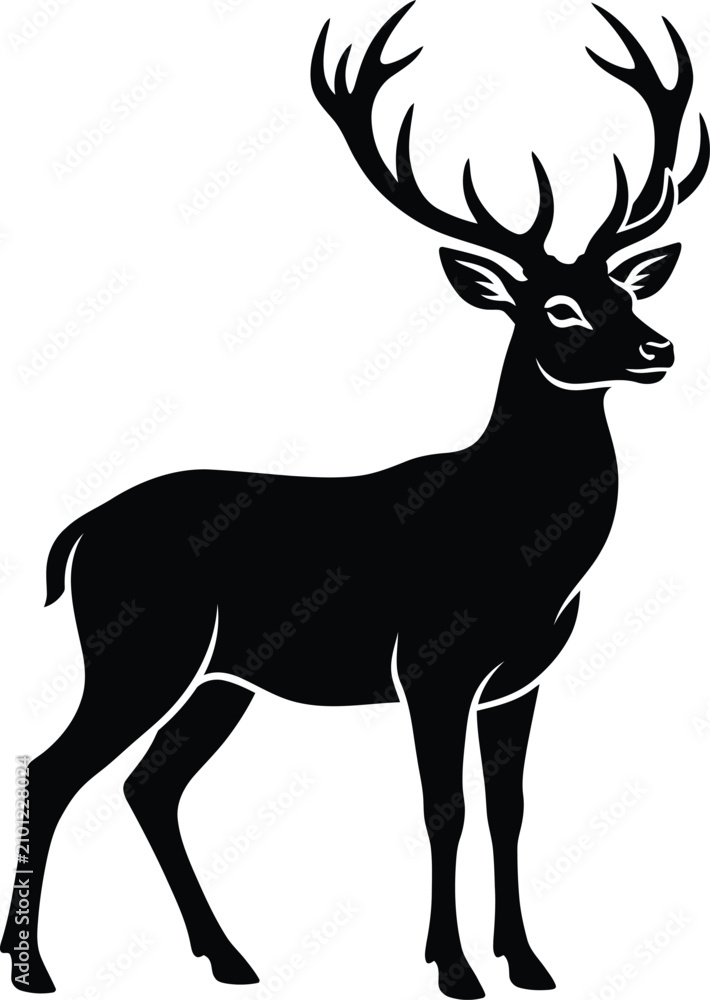 Fototapeta premium Majestic Deer Silhouette Vector Illustration
