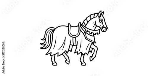Foto Medieval Warhorse Outline Vector Illustration
