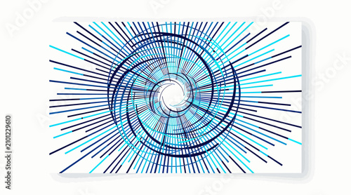 Abstract Blue Spiral & Radial Lines - Digital Art Background