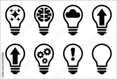 Photos Light bulb idea icon collection featuring innovation, creativity, problem-solving, strategic thinking, business development, breakthrough solutions, entrepreneurial growth and inspiration concept