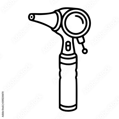 фотографія Minimalist vector icon of a medical otoscope tool for ear examination, hand-drawn outline style, perfect for healthcare, medicine, and medical equipment design, scalable line art illustration