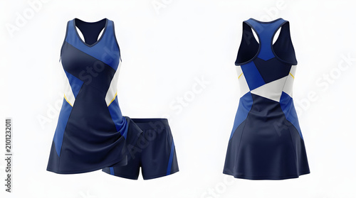 Sportswear Fashion A Netball Dress and Shorts Set Displayed from Front and Back