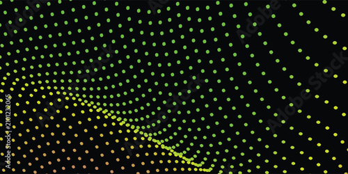 Bild auf Leinwand Abstract technological continuum illustrating a sweeping digital wave of dense quantum particles in deep space, vector illustration art