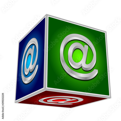 Cube with E-Mail symbol - 3D illustration