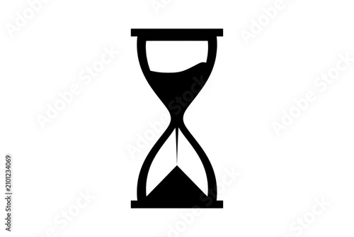 Simple black icon of an hourglass representing the passage of time and patience