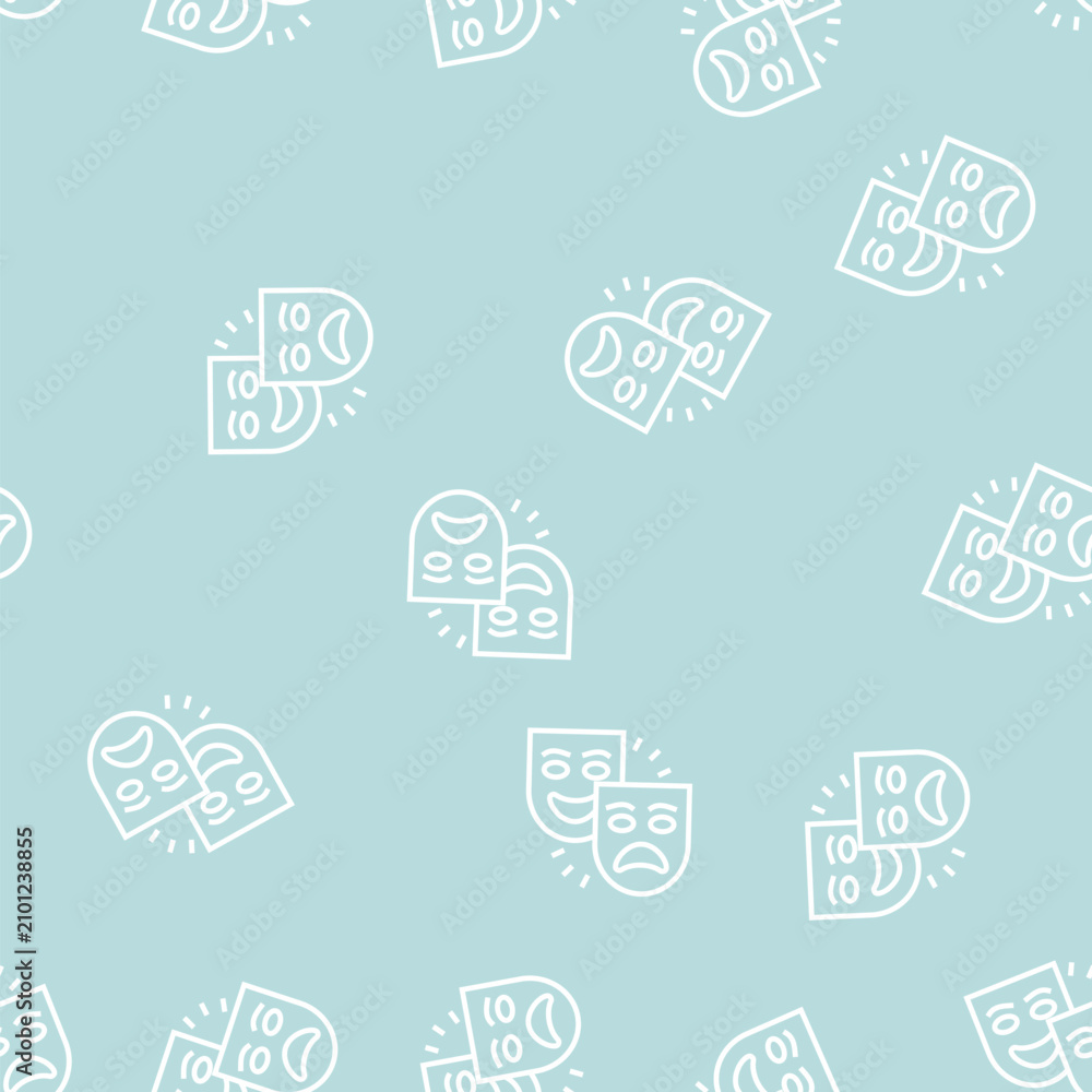 Fototapeta premium theater tragedy and comedy vector line seamless pattern theater tragedy and comedy sign illustration