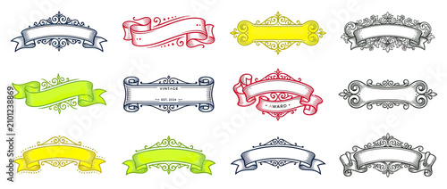 Hand Drawn Vintage Banners and Ribbons Collection