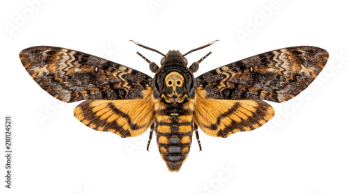 Deaths head hawkmoth with skull pattern Insect, transparent, png, isolated white isolated on transparent background png