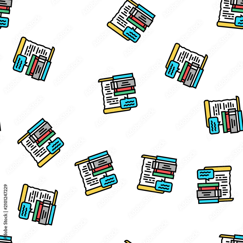 Fototapeta premium literature school lesson vector seamless pattern literature school lesson sign illustration