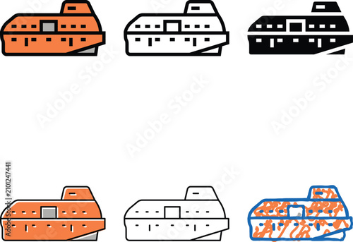 Tableau sur toile lifeboat boat color icon vector