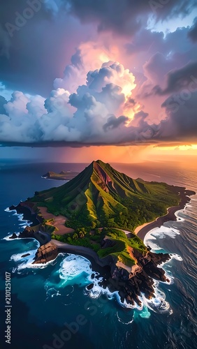 Aerial View of Tropical Island Landscape.