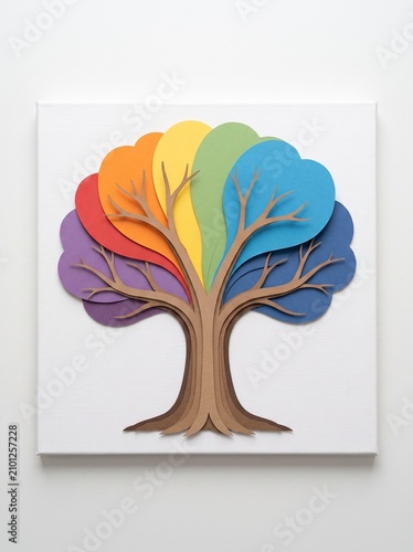 abstract tree with colorful leaves