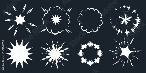 Photography Collection Of White Explosion And Impact Burst Effects Vector Illustration
