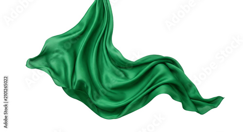 Cuadro en lienzo Flowing emerald green silk fabric gracefully draped and waving in motion