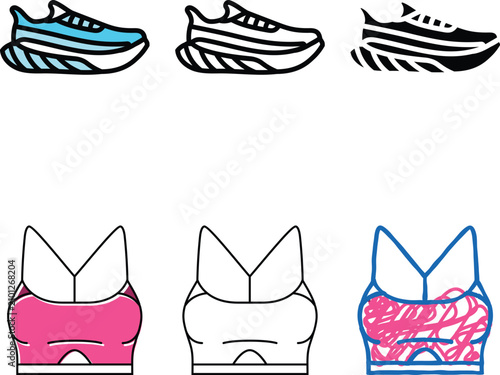 Tableau sur toile running stylized shoes color icon vector