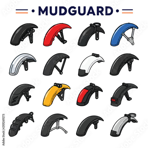 Bild auf Leinwand Bicycle Mudguard Line Art Icon – Bike Fender, Wheel Splash Guard Vector